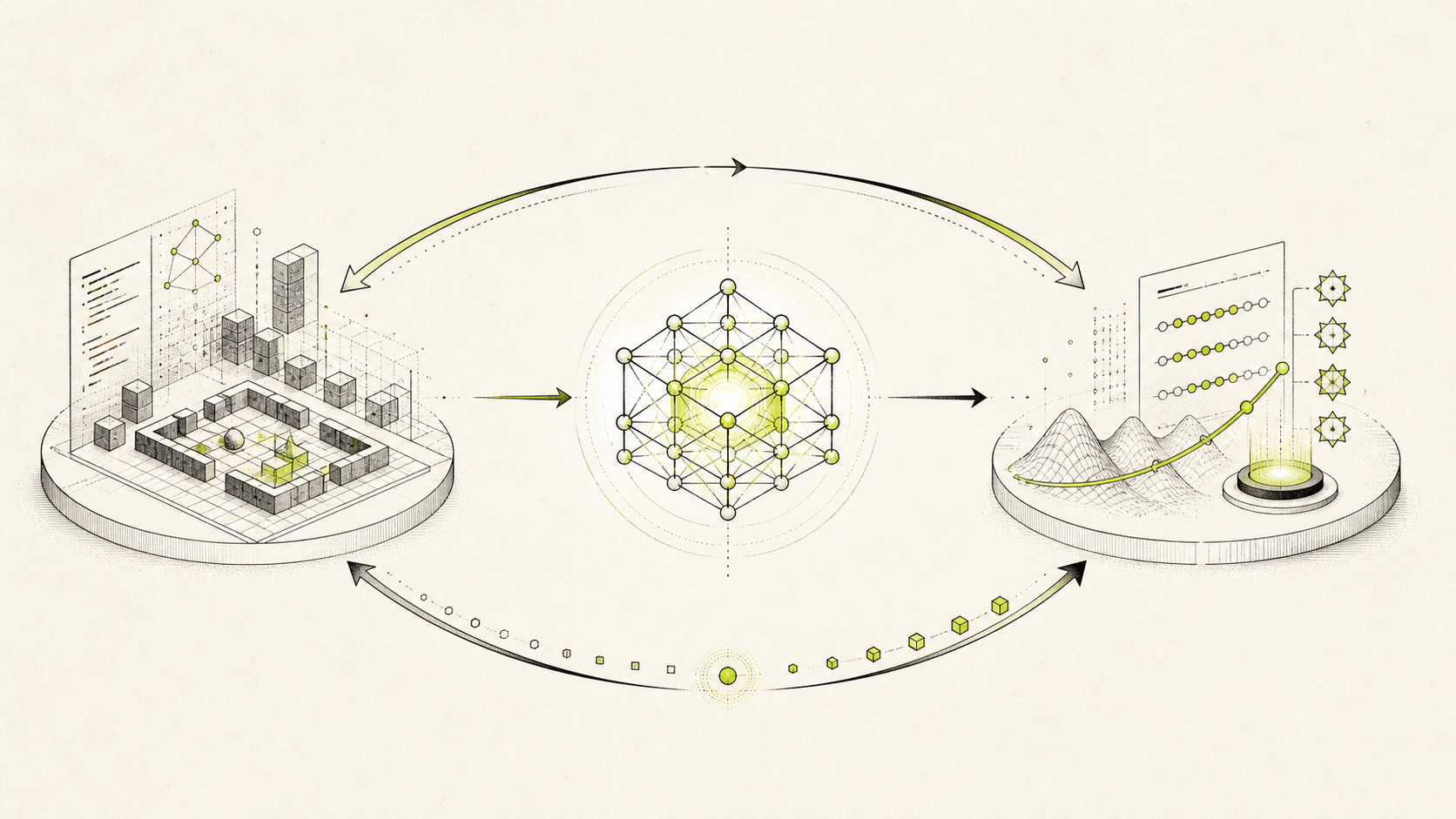 Abstract reinforcement-learning environments converging on measurable model capability gains
